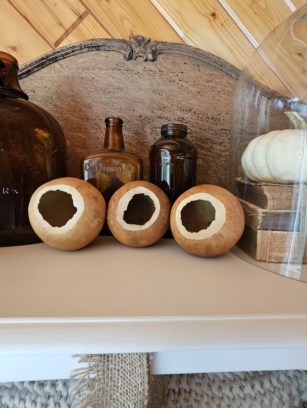 Fall Harvest Real Dried Cannonball Gourd Set - Picture 2 of 2